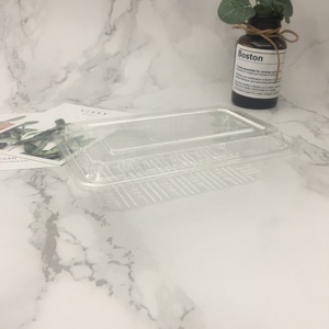 Rectangular transparent disposable PET plastic container box salad fruit food packaging container clam shell plastic box