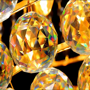Lámpara Colgante de Cristal Dorado con Forma de Bola, Estilo Europeo, para Vestíbulo de Hotel, Redonda y Facetada, para Sala de Estar - Product Image 1