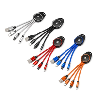 Çok şarj kablosu anahtarlık şarj aleti kablosu aydınlık logolu, 3 in 1 çoklu USB C hızlı şarj Combo IOS/tip C/USB A/USB C