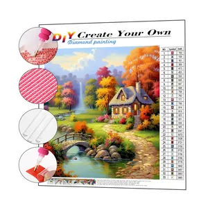5d Diamond Painting Kit For Adults Forest Countryside House Landscape Diamond Painting