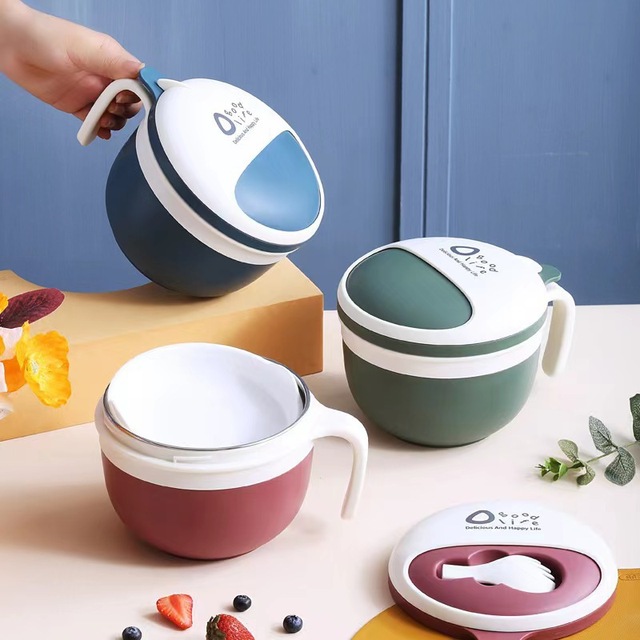 New Arrival Student Insulated Portable Noodle Bowl 304 Stainless Steel Electromagnetic Heating Lunch Bento Box Food Storage Box