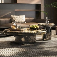 Ensemble de tables basses Xuanzhen pour salon, design italien, table basse en métal noir, table basse moderne de luxe en marbre
