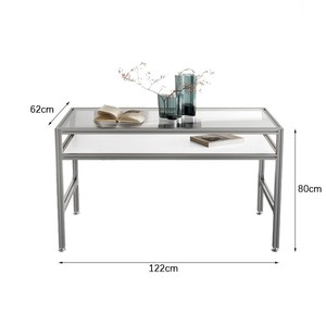 Hiện đại Tempered Glass nhôm hồ sơ văn phòng bàn viết bàn bàn trang điểm máy tính bàn làm việc móng tay nghệ thuật bàn-sinh thái thân thiện - Product Image 5