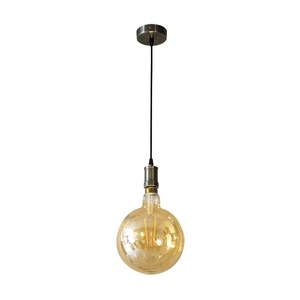 Lampada a sospensione 1xE27 in pelle e legno con lampadina inclusa 8W 3000K 640lm, dimensioni 20x20 cm, ideale per illuminare gli spazi. - Product Image 1
