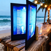 Menu de boissons de luxe en similicuir A4 à 4 faces avec éclairage LED et verseur intégré pour bars, hôtels et boîtes de nuit