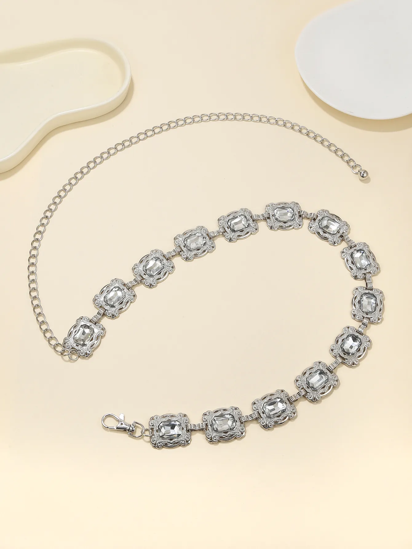 Fashionable Waist Accessories Silver Jewelry Rhinestone Wedding Belt Temperament Bridal Dress Waist Belt