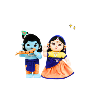Dúo de Lord Krishna y Radha, Peluche Suave No Musical, Figura de Pareja Divina, Ídolo Devocional de Dioses Hindúes, Decoración Espiritual para el Hogar, Adoración - Product Image 1