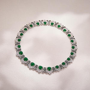 2025, Acquista <span class=keywords><strong>Online</strong></span> Collane Rotonde Retrò di Lusso da <span class=keywords><strong>Donna</strong></span> in Ottone Verde con Zirconia, <span class=keywords><strong>Gioielli</strong></span> Indiani alla Moda - Product Image 4