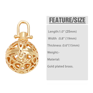 ASJEWELRY Plaqué Or Souhaitant Boules Creux Coeur Harmonie Carillon Ange <span class=keywords><strong>Bola</strong></span> Collier Pendentifs pour <span class=keywords><strong>Grossesse</strong></span> 2506 Pdtb407 - Product Image 3