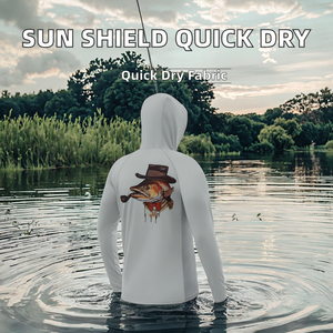 Sudadera de Pesca para Hombre, Color Gris Trucha, con Capucha, Estampado Digital, Protección Solar UPF 50, Secado Rápido, 180g, Manga Larga - Product Image 2
