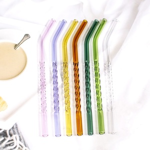 <span class=keywords><strong>Paille</strong></span> en <span class=keywords><strong>verre</strong></span> borosilicate transparente résistante à la chaleur, style Ins, créative, réutilisable, coudée et filetée - Product Image 2