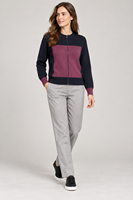Pull en maille zippé personnalisé pour femme, col rond, blocs de couleur, décontracté, vente en gros, fabricant