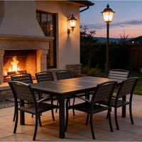 Ensemble de table et de chaises de salle à manger en fer forgé, moderne, confortable et résistant à la pluie ; Ensemble de meubles de jardin d'extérieur, style villas, hôtels