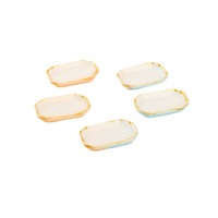 Vente en gros de mini bols et assiettes à bord doré, plateau, accessoires pour maison de poupée à l'échelle 1:12, vaisselle miniature en résine
