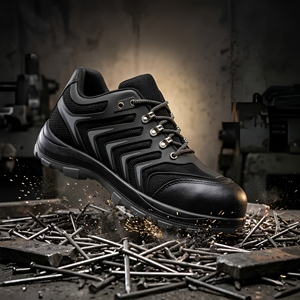 Calzado de Seguridad con Logotipo Personalizado para Hombre, Malla Negra, Antipinchazos, Antiestático, Transpirable, con Puntera de Acero, Calzado Industrial para Construcción - Product Image 1