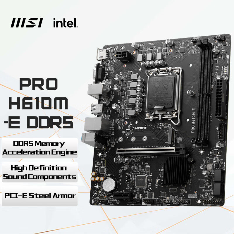 MSI PRO H610M-E DDR4 DDR5 Motherboard - Intel H610 Chipset