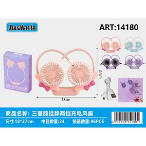 Dispositivo portatile di raffreddamento ad aria portatile con sospensione del collo della ventola USB a due velocità con facile ricarica indossabile e applicazione per uso domestico - Product Image 1