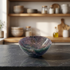 Bol sculpté en agate labradorite de 3 pouces, artisanat en pierre semi-précieuse naturelle pour la guérison, Inde - Product Image 1