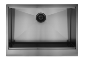 Évier de cuisine à <span class=keywords><strong>bride</strong></span> droite à bol unique en PVD noir NANO fait à la main en acier inoxydable style tablier - Product Image 2