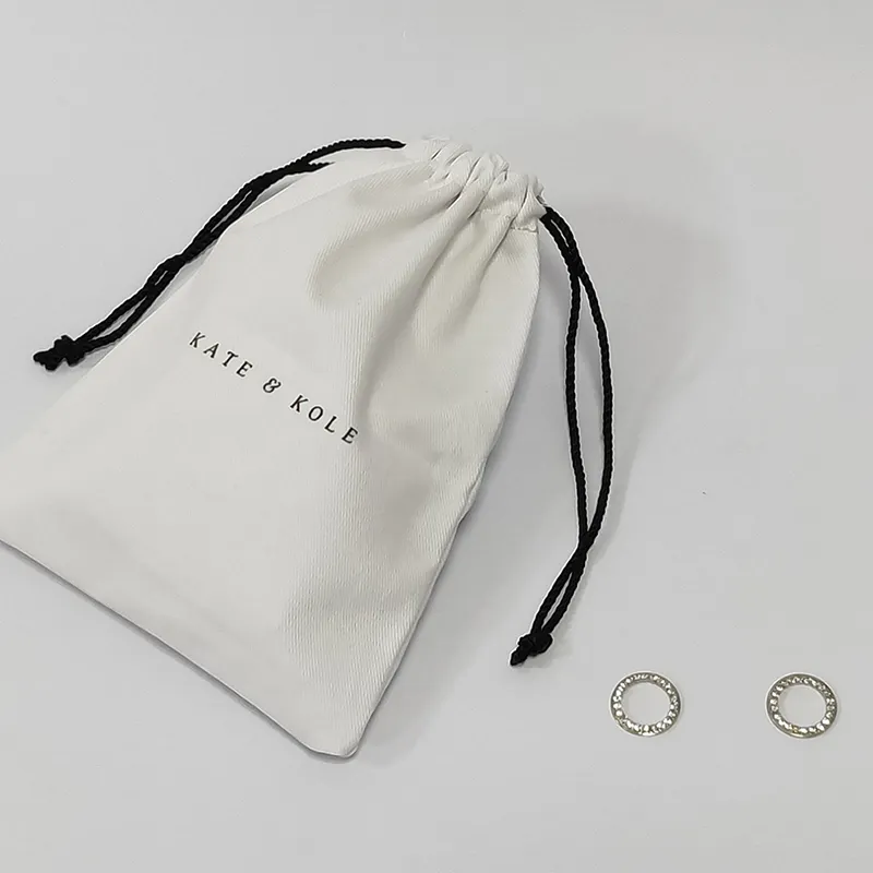 Custom Natural Eco Friendly Jewellery Travel Packaging Personalised Logo Small Fabric Drawstring Bag Linen Jewelry Pouch