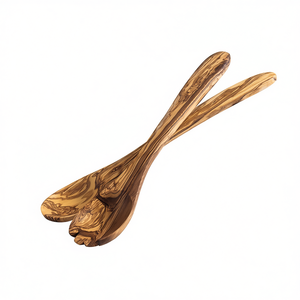 Ensemble de couverts à salade 2 pièces en bois d'olivier, cuillère et fourchette pour servir les salades - Product Image 2
