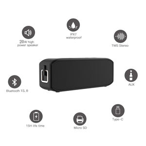 20W Radio Estéreo bajo Durable portátil IPX7 impermeable inalámbrica Bluetooth altavoces para al aire libre de viaje con la <span class=keywords><strong>tarjeta</strong></span> del tf - Product Image 6
