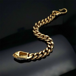 Bijoux haut de gamme, chaîne cubaine plaquée or, bracelet en acier inoxydable avec zircon, motif serpent - Product Image 5