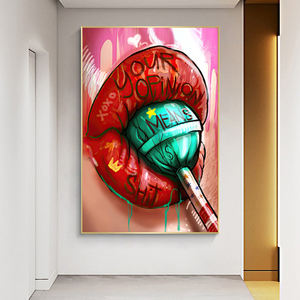 Pop Street-pintura en lienzo de labios sexys para sala de estar y hogar, Póster Artístico de pared, impresiones, imágenes de pared - Product Image 3
