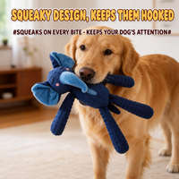 Jouet à mâcher pour chien en peluche gaufrée, interactif et durable, avec compartiment pour friandises et couineur, motifs renard, lapin, éléphant, pour le nettoyage des dents