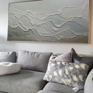 Pintura al Óleo Abstracta Texturizada con Ecos del Océano, Arte de Pared en Lienzo, Decoración Wabi-Sabi Moderna, Pintura Figurativa Neutral de Gran Tamaño - Product Image 2