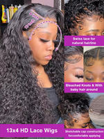 Raw Brazilian 250 densitas 40 inci HD gelombang dalam renda depan Wig 13x4 renda depan rambut manusia keriting lurus Jerry keriting gelombang alami