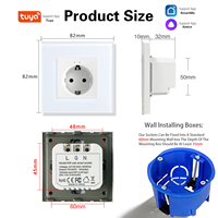 Prise intelligente WiFi UBARO Tuya 86mm 16A EU Schuko avec moniteur de puissance, panneau en verre, compatible Alexa, Google Home, Yandex Alice