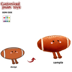 Peluche de Rugby Personalizado OEM/ODM - Colores y Diseños Personalizables, Peluche de Rugby con Cara Sonriente para Regalos - Product Image 1