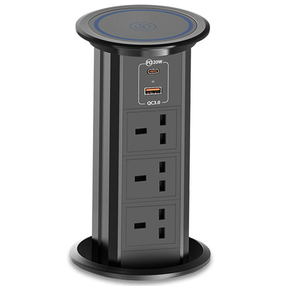 Intelligent Elevation Electrical Outlet Motorized Lift Pop up Universal Power USB Charger Socket/ Pop up Socket for Kitchen