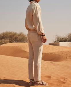 Fabricants de vêtements bouton personnalisé hommes 2 pièces blazer en <span class=keywords><strong>lin</strong></span> chemise de travail hommes hauts ensemble <span class=keywords><strong>tenue</strong></span> d'été Fabrik pantalon hommes - Product Image 5