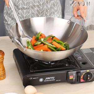 Wok con Doble Asa, Sartén Antiadherente de Fondo Redondo, Wok de Cocina de Acero Inoxidable - Product Image 5