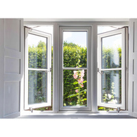 Ventana Abatible Residencial de Aluminio con Doble Acristalamiento, Ahorro de Energía, Manija Europea, Rejilla Decorativa y Vidrio Decorativo Resistente a la Intemperie