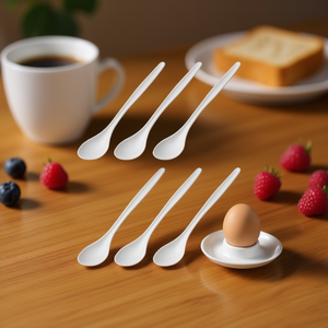 <b>Egg</b> Spoons 6 Pcs White <b>Ceramic</b> Spoon Set For Breakfast Tableware Serving Utensils - Product Image 3