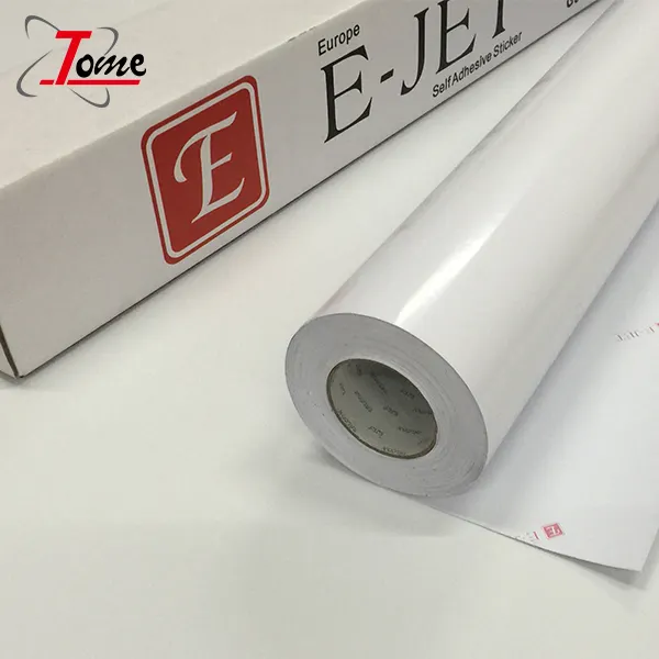 Ejet PVC imprimible etiqueta engomada del vinilo material de rollo/cartel de los medios de comunicación impresos 120 140g 160g Auto adhesivo de vinilo de impresión de la etiqueta engomada vinilo