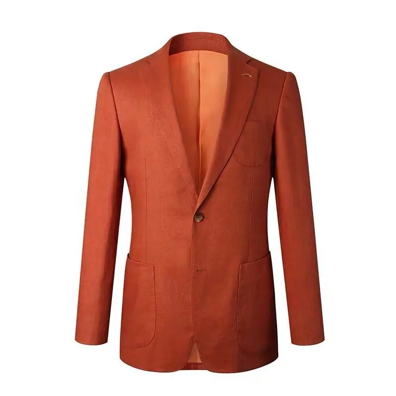 Costume blazer et gilet orange pour hommes, fait sur mesure, modèle masculin sur mesure, ensemble formel pour hommes