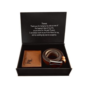 Emballage de cadeau personnalisé avec logo brillant pour points UV Boîte cadeau rigide magnétique avec <span class=keywords><strong>ceinture</strong></span> de parfum de luxe pour hommes Emballage de montre portefeuille noire - Product Image 2