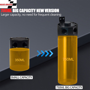 Auso-Racing 750ml Oil Breather Can With Filter And <b>Drain</b> Valve For Car Modification Upgrade Aluminum Alloy Black - Product Image 3
