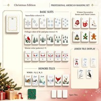 Nouvel ensemble de mahjong américain personnalisé 2026 avec gravure sur le thème de Noël, kit de jeu de mahjong en acrylique avec motif hivernal festif