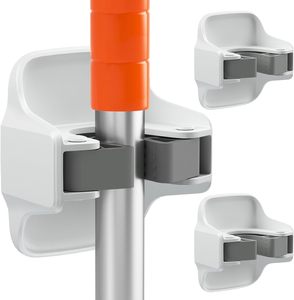 For <b>Wall</b> Mounted <b>Mop</b> Broom Stand Non-Perforated 1/3/4 Pack Strong Adhesive Clip Eco-Friendly Easy Installation for Bathroom - Product Image 1