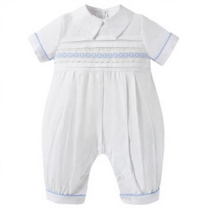 Trajes de Bautizo Personalizados para Niños, Traje Blanco de Manga Corta con Cuello Camisero para Pascua, Ropa de Iglesia para Bebés Recién Nacidos - Product Image 1