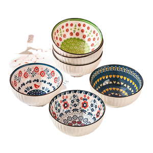 Bol en céramique jetable style bohème 4,<span class=keywords><strong>5</strong></span> pouces pour <span class=keywords><strong>riz</strong></span>, soupe, avec poignée, cadeau, vaisselle avec glaçure craquelée - Product Image 1