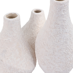 Set di 3 vasi in ceramica bianchi testurizzati, decorazioni moderne per soggiorno, camera da letto, ufficio, composizioni floreali - Product Image 5