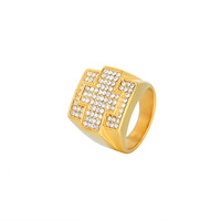 Bague en acier inoxydable plaqué or avec strass croisés, style hip-hop punk, pour homme et femme, nouvelle collection européenne et américaine