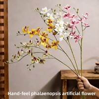 Arrangements d'orchidées Phalaenopsis en soie au toucher doux - Décoration florale pastorale, fleurs artificielles semi-artisanales pour la maison