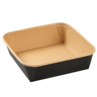 Conteneur alimentaire en papier jetable personnalisé imprimé pour la vente à emporter, de qualité alimentaire, carré, pour salade, avec couvercle en PET